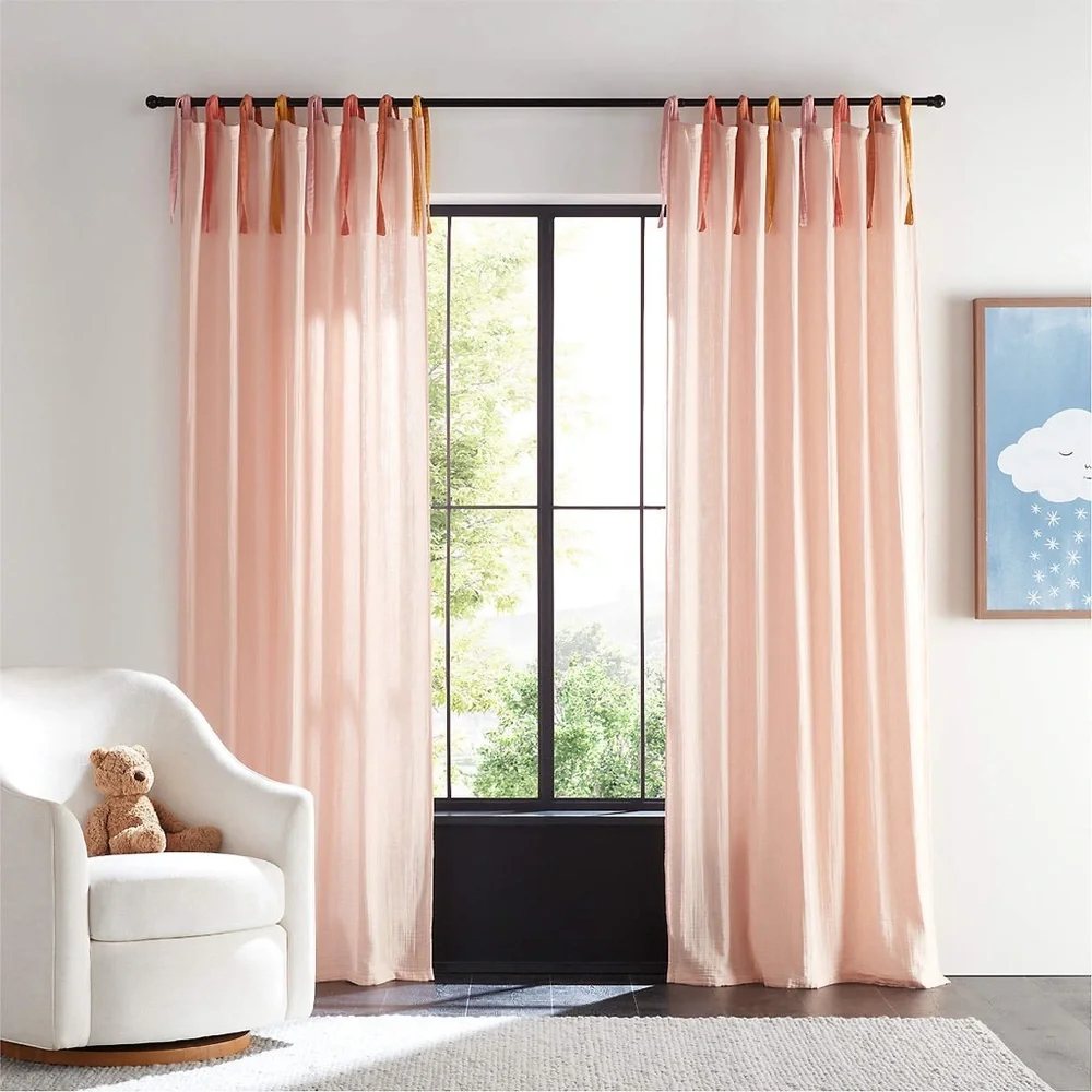 Aldrin Pink Organic Cotton Sheer Window Curtain 1/ Panel 44